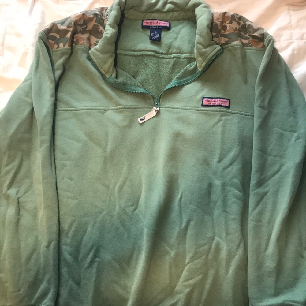 Vineyard Vines half zip, camo shoulder pattern